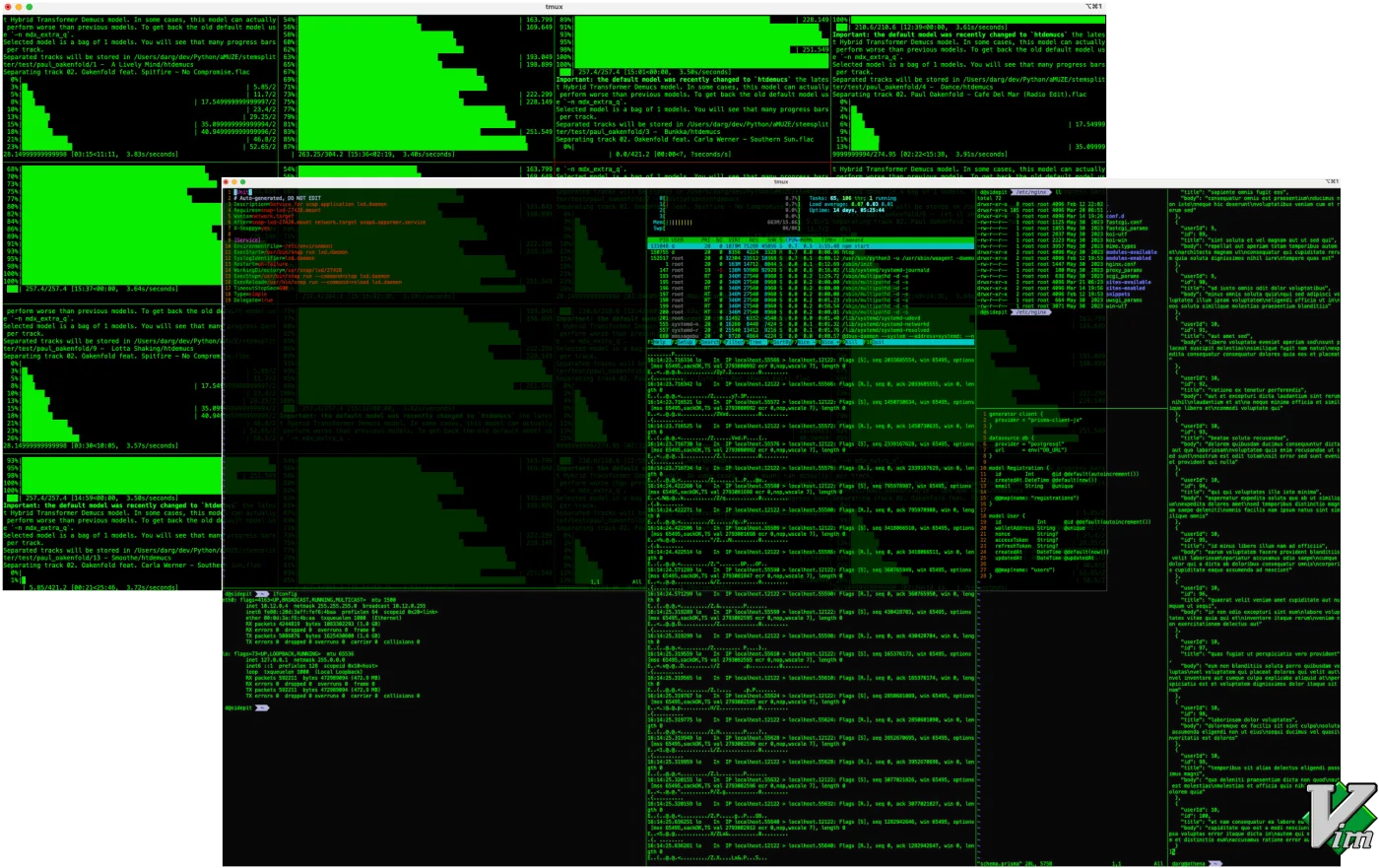 Vim workflow with AI processing panels